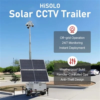 BIGLUX Mobile Solar-Pārnēsājama CCTV novērošanas torņa IP65 ūdensizturīga DC24V ievades drošības sistēma